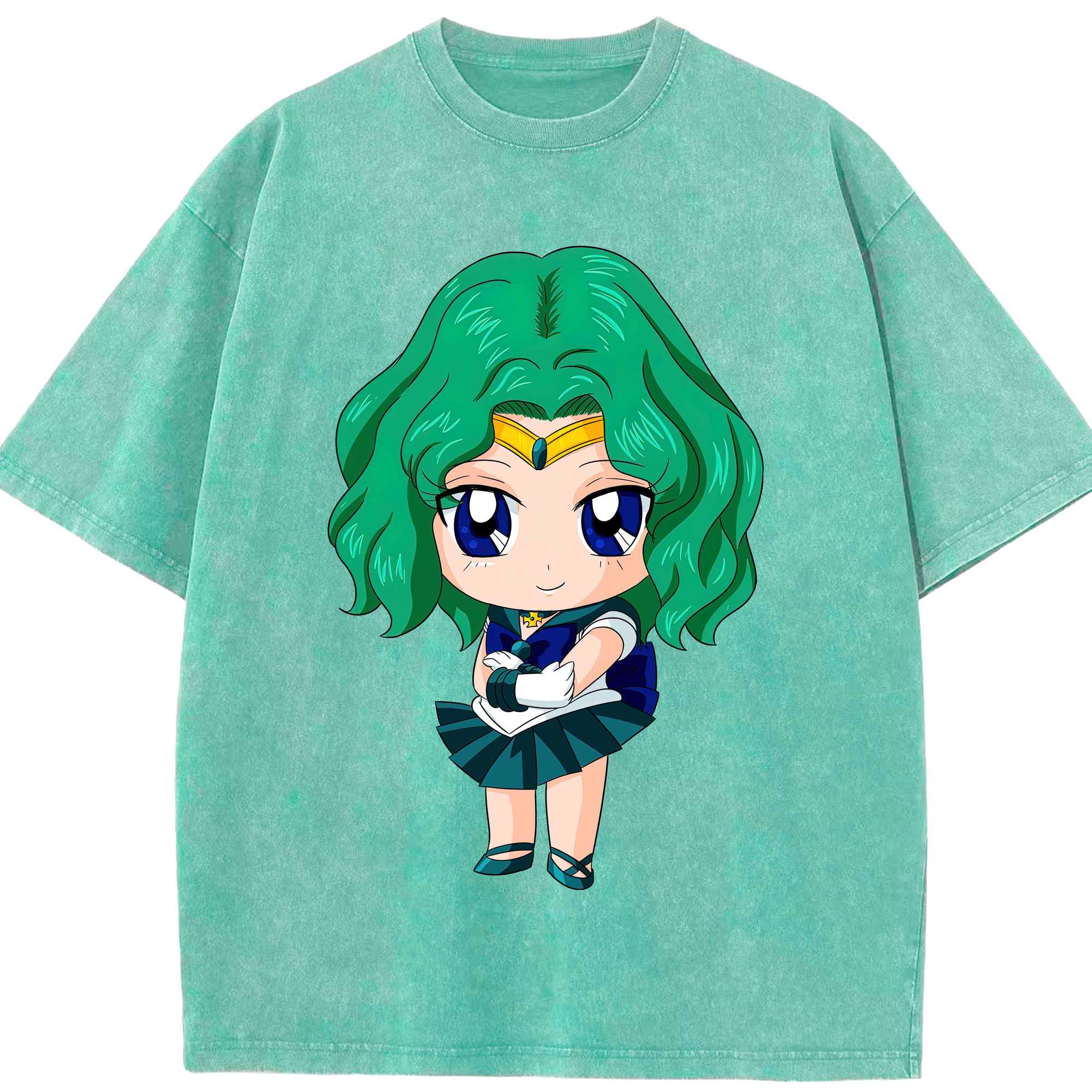 （画像用） 美少女戦士セーラームーン 海王 みちる（かいおう みちる） Sailor Moon Kaiou Michiru 綿100% ヴィンテージ風 半袖Tシャツ（フロントプリント）